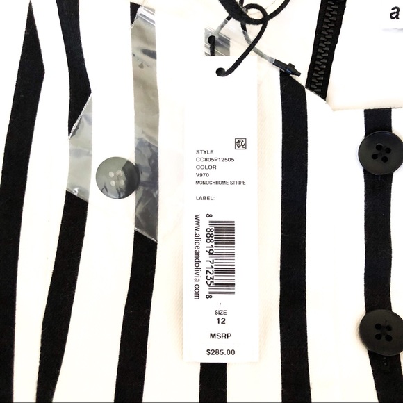 Alice+Olivia Nella Striped Button Front Dress NWT - Picture 7 of 8